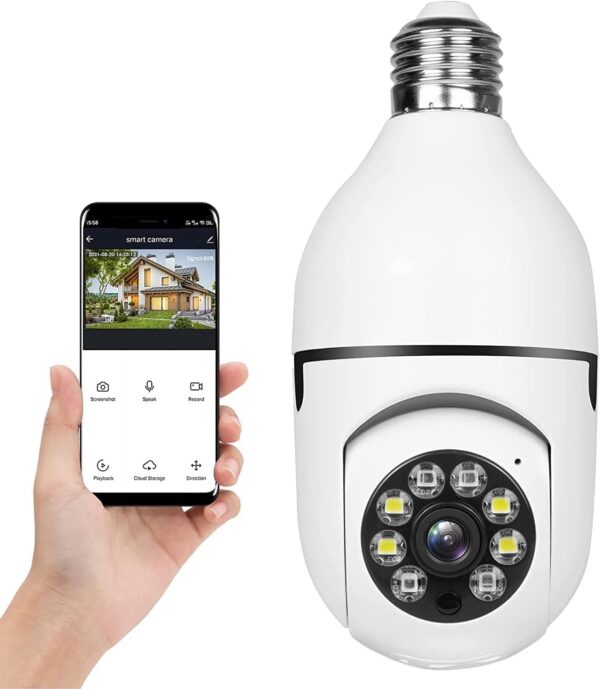 Surveillez votre maison en toute discrétion avec notre caméra ampoule connectée WiFi. Facile à installer, avec vision nocturne haute résolution et contrôle via application mobile.
